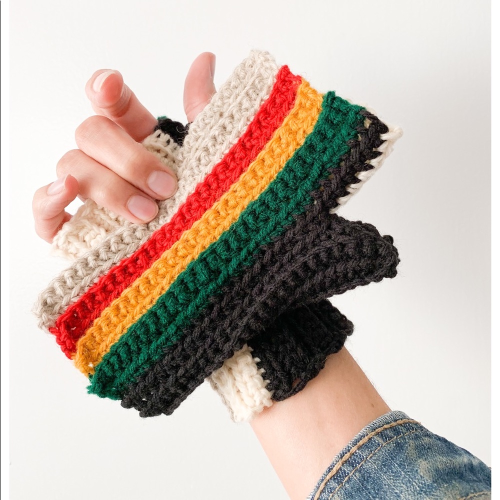 Hott Rasta Fingerless gloves - Chunky knit 💚💛❤️